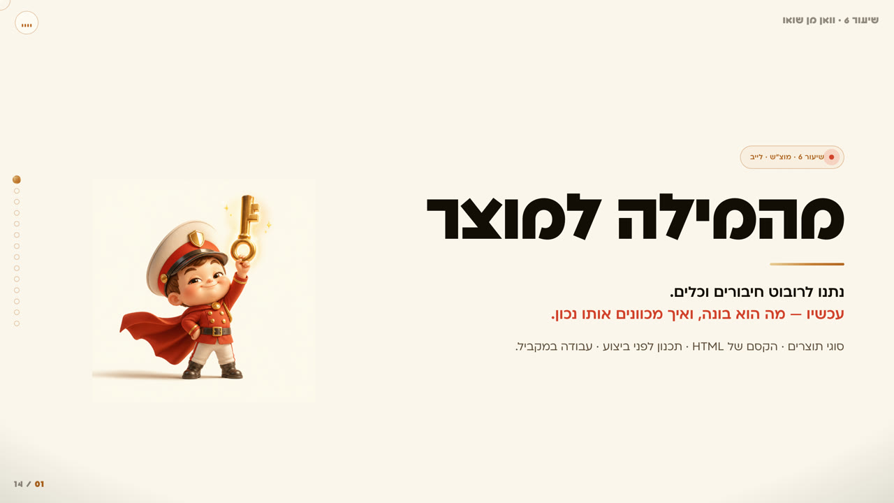 שיעור מתוך הקורס — מהמילה למוצר